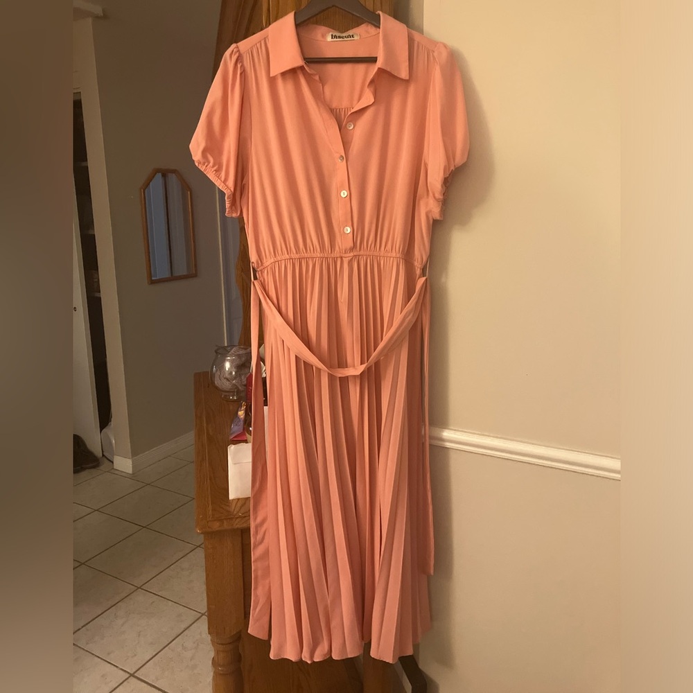 Pink Collared Midi Dress